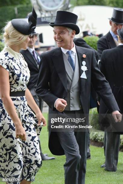 Holly Willoughby and Phillip Schofield attend day 4 of Royal Ascot at Ascot Racecourse on June 23, 2017 in Ascot, England.