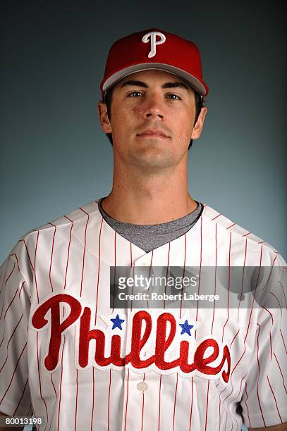 Cole Hamels of the Philadelphia Phillies poses for a portrait during the spring training photo day on February 21, 2008 at Bright House Field in...