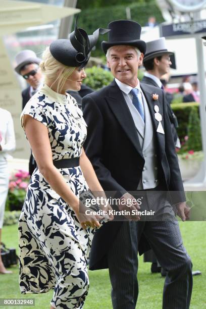 Holly Willoughby and Phillip Schofield attend day 4 of Royal Ascot at Ascot Racecourse on June 23, 2017 in Ascot, England.