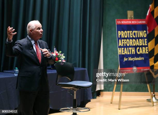 Sen. Ben Cardin speaks to constituents and medical professionals about health care during a town hall meeting at the Medstar Franklin Square...