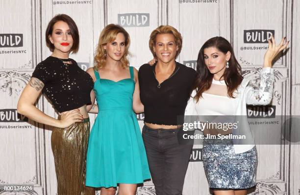 Writer Our Lady J, actors Zackary Drucker, Alexandra Billings and Trace Lysette attend Build to discuss "Transparent" at Build Studio on June 23,...