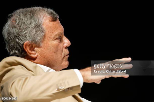 Founder and CEO of WPP Sir Martin Sorrell speaks during the Cannes Lions Festival 2017 on June 23, 2017 in Cannes, France.