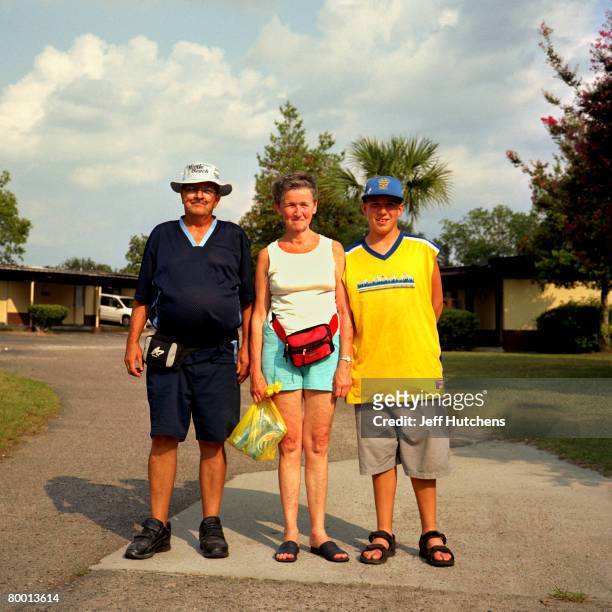 Bob and Pat Nace pose with their grandson Kevin Nace, all from Lebanon, Pennsylvania for pictures near the South of the Border motel at South of the...