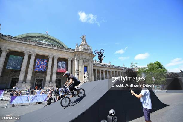 Illustration picture of BMX in front of le Grand Palais during the Olympic Day, Paris Olympic Park comes to life for Olympic Day on June 23, 2017 in...