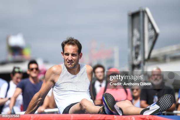 Renaud Lavillenie practicing pole vault during the Olympic Day, Paris Olympic Park comes to life for Olympic Day on June 23, 2017 in Paris, France.