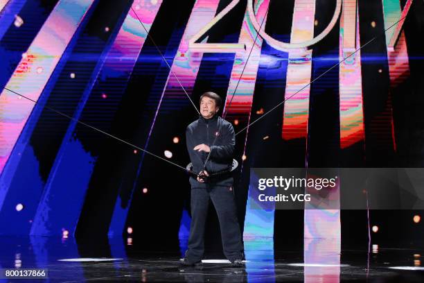 Actor Jackie Chan attends Gala Night of Jackie Chan Action Movie Week during the 20th Shanghai International Film Festival on June 22, 2017 in...