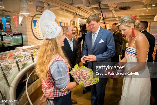 King Willem-Alexander of The Netherlands and Queen Maxima of The Netherlands visit the concept store EATALY during the third day of a royal state...