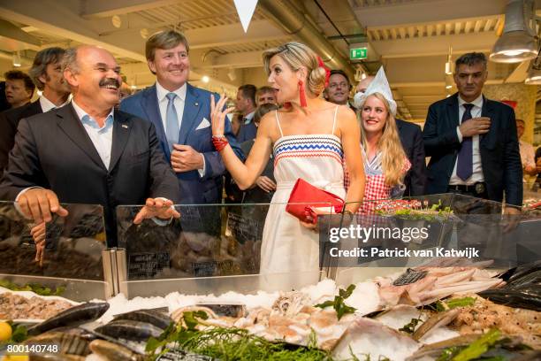 King Willem-Alexander of The Netherlands and Queen Maxima of The Netherlands visit the concept store EATALY during the third day of a royal state...