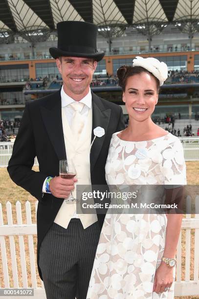 Kevin Pietersen and Jessica Taylor at the Winning Post Gardens on day 4 of Royal Ascot at Ascot Racecourse on June 23, 2017 in Ascot, England.