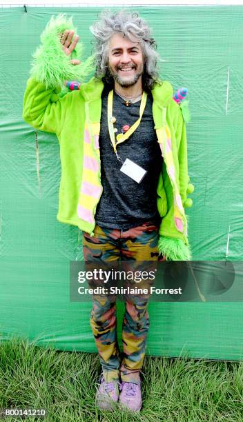 Wayne Coyne of The Flaming Lips poses backstage on day 2 of the Glastonbury Festival 2017 at Worthy Farm, Pilton on June 23, 2017 in Glastonbury,...