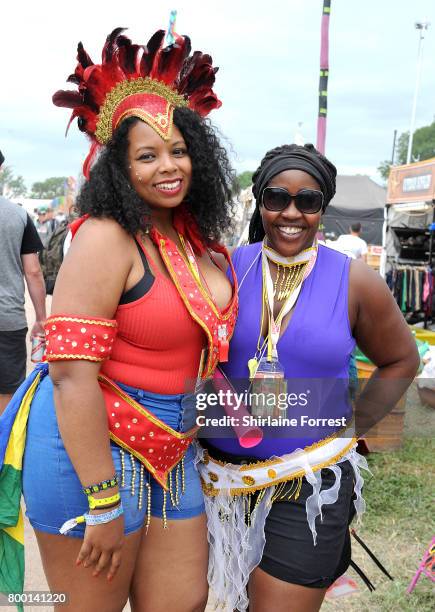 Festival goers enjoy day 2 of the Glastonbury Festival 2017 at Worthy Farm, Pilton on June 23, 2017 in Glastonbury, England.