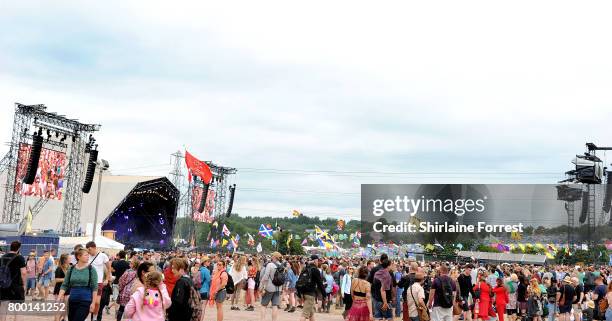 Festival goers enjoy day 2 of the Glastonbury Festival 2017 at Worthy Farm, Pilton on June 23, 2017 in Glastonbury, England.