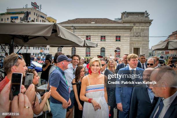 King Willem-Alexander of The Netherlands and Queen Maxima of The Netherlands visit the concept store EATALY during the third day of a royal state...