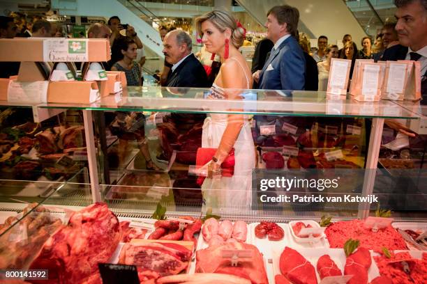 King Willem-Alexander of The Netherlands and Queen Maxima of The Netherlands visit the concept store EATALY during the third day of a royal state...