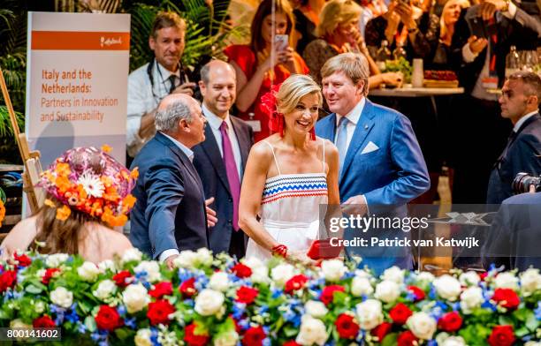 King Willem-Alexander of The Netherlands and Queen Maxima of The Netherlands visit the concept store EATALY during the third day of a royal state...