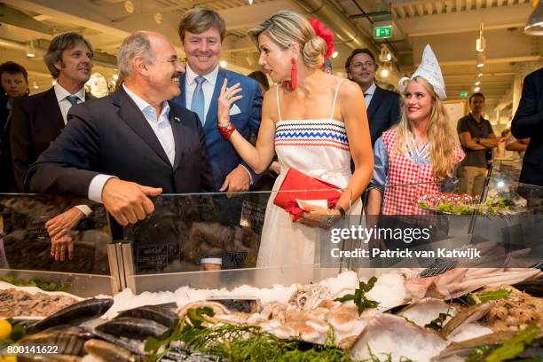 King Willem-Alexander of The Netherlands and Queen Maxima of The Netherlands visit the concept store EATALY during the third day of a royal state...