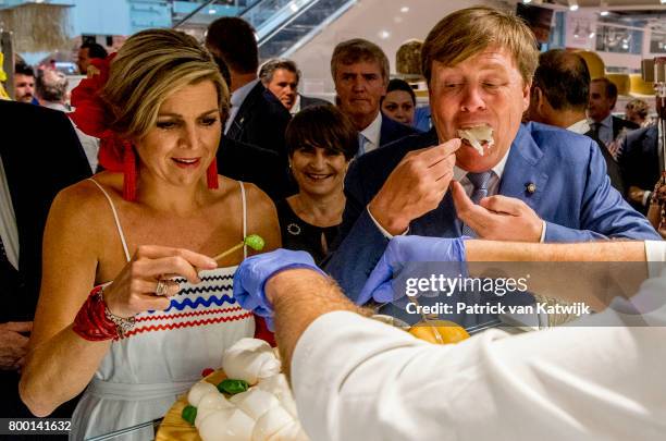 King Willem-Alexander of The Netherlands and Queen Maxima visits food market Eatyaly on June 22, 2017 in Milan, Italy.