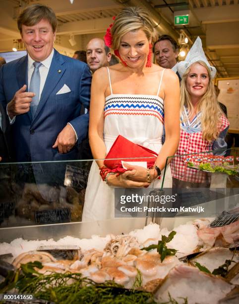 King Willem-Alexander of The Netherlands and Queen Maxima of The Netherlands visit the concept store EATALY during the third day of a royal state...