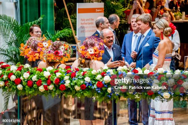 King Willem-Alexander of The Netherlands and Queen Maxima of The Netherlands visit the concept store EATALY during the third day of a royal state...