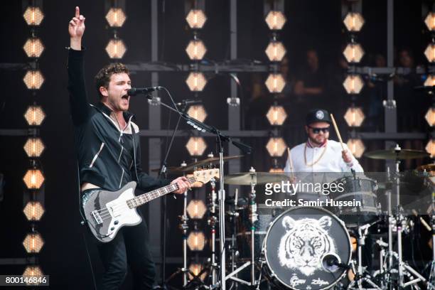Mike Kerr and Ben Thatcher of Royal Blood perform on day 2 of the Glastonbury Festival 2017 at Worthy Farm, Pilton on June 23, 2017 in Glastonbury,...