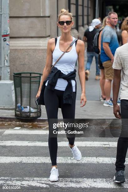 Model Michaela Kocianova is seen in SoHo on June 23, 2017 in New York City.
