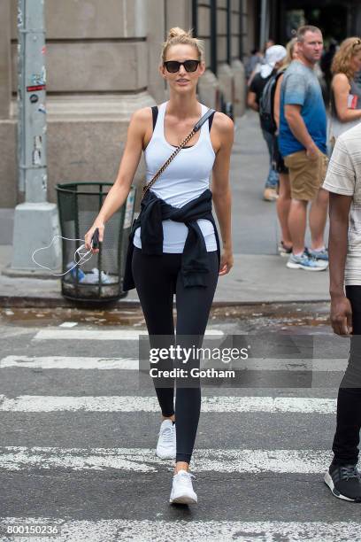 Model Michaela Kocianova is seen in SoHo on June 23, 2017 in New York City.