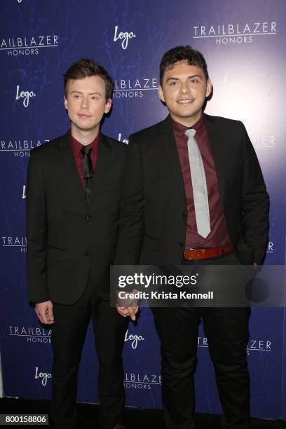 Artem Kolesov and Eduardo Diaz attend Logo's 2017 Trailblazer Honors at The Cathedral Church of St. John the Divine on June 22, 2017 in New York...