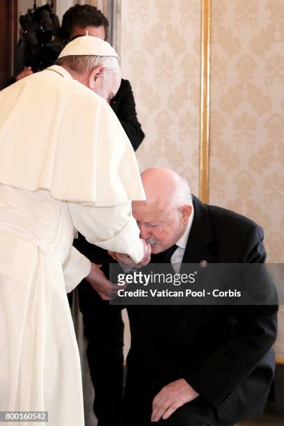 Pope Francis meets with the Lieutenant of Grand Master of The Sovereign Military Order Of Malta Fra Giacomo Dalla Torre del Tempio di Sanguinetto...