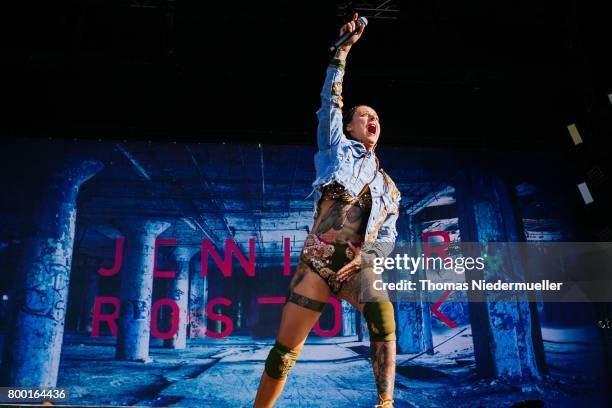 Jennifer Weist of Jennifer Rostock performs during the first day of the Southside festival on June 23, 2017 in Neuhausen, Germany.