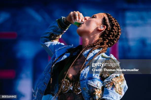 Jennifer Weist of Jennifer Rostock performs during the first day of the Southside festival on June 23, 2017 in Neuhausen, Germany.