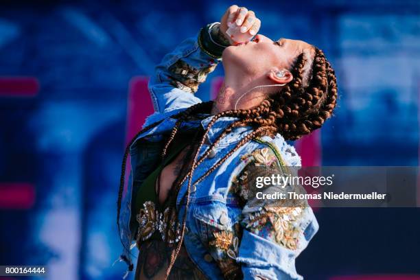 Jennifer Weist of Jennifer Rostock performs during the first day of the Southside festival on June 23, 2017 in Neuhausen, Germany.