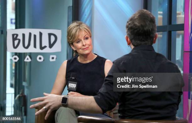 Actress Melora Hardin and host/moderator Matt Forte attend Build to discuss the show "The Bold Type" at Build Studio on June 23, 2017 in New York...