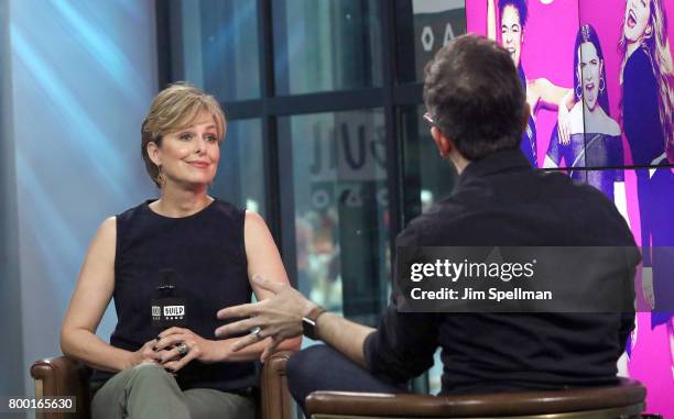 Actress Melora Hardin and host/moderator Matt Forte attend Build to discuss the show "The Bold Type" at Build Studio on June 23, 2017 in New York...