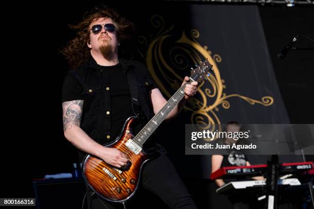 Fredrik Akesson and Joakim Svalberg of Opeth perform on stage at the Download Festival on June 23, 2017 in Madrid, Spain.