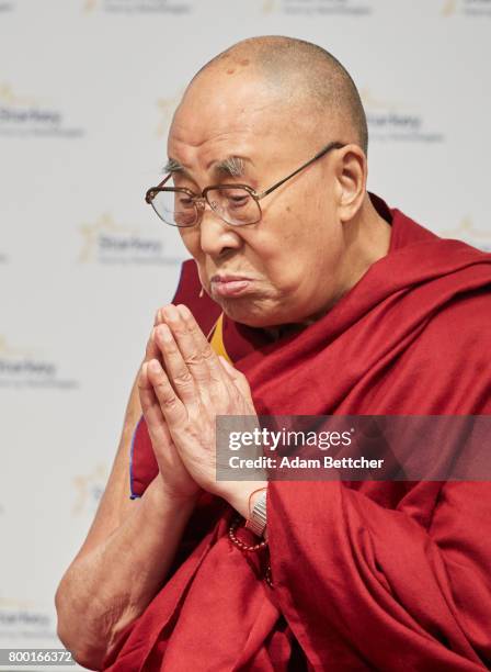 His Holiness the XIVth Dalai Lama speaks at the Starkey Hearing Foundation Center For Excellence on June 23, 2017 in Eden Prairie, Minnesota.