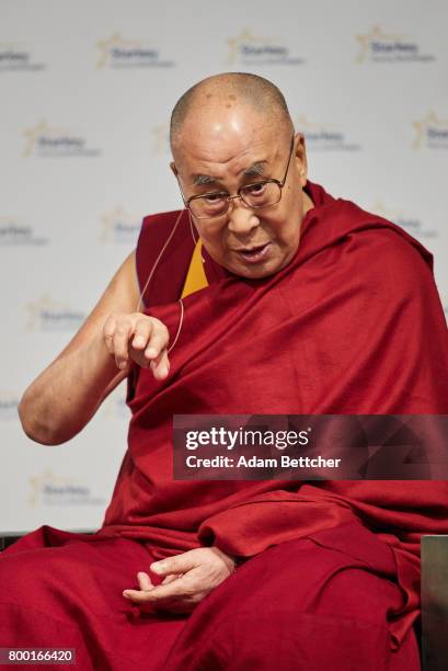 His Holiness the XIVth Dalai Lama speaks at the Starkey Hearing Foundation Center For Excellence on June 23, 2017 in Eden Prairie, Minnesota.