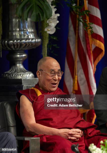 His Holiness the XIVth Dalai Lama speaks at the Starkey Hearing Foundation Center For Excellence on June 23, 2017 in Eden Prairie, Minnesota.