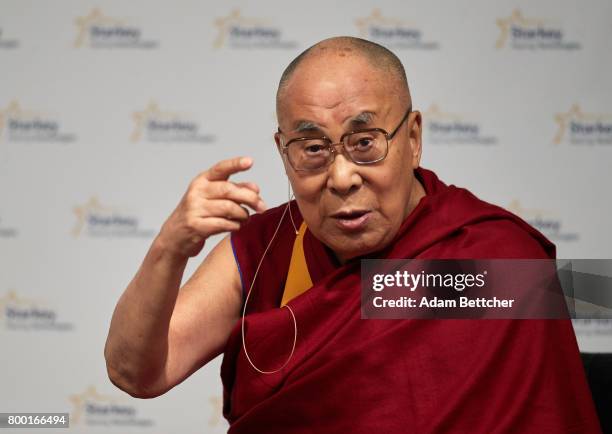 His Holiness the XIVth Dalai Lama speaks at the Starkey Hearing Foundation Center For Excellence on June 23, 2017 in Eden Prairie, Minnesota.