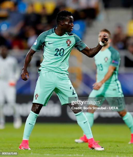 Bruma of Portugal celebrates after scoring his team's second goal during the UEFA European Under-21 Championship Group B match between Macedonia and...