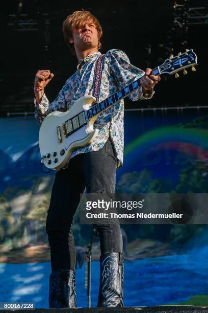 Bjoern Dixgard of Mando Diao performs during the first day of the Southside festival on June 23, 2017 in Neuhausen, Germany.