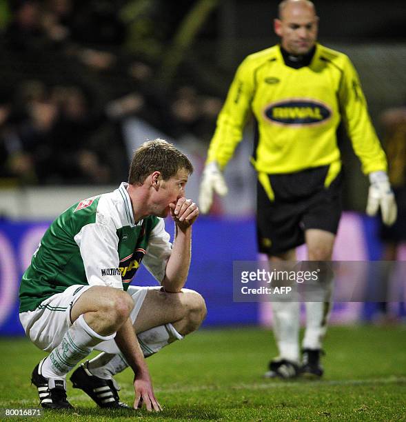 Dordrecht Bart van Muyen reacts after losing 1-3 against Roda JC at the end of their quarter final football match on February 26, 2008 of the KNVB...