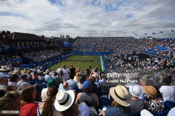 Tomas Berdych CZE against Feliciano Lopez during Men's Singles Quarter Final match on the fourth day of the ATP Aegon Championships at the Queen's...