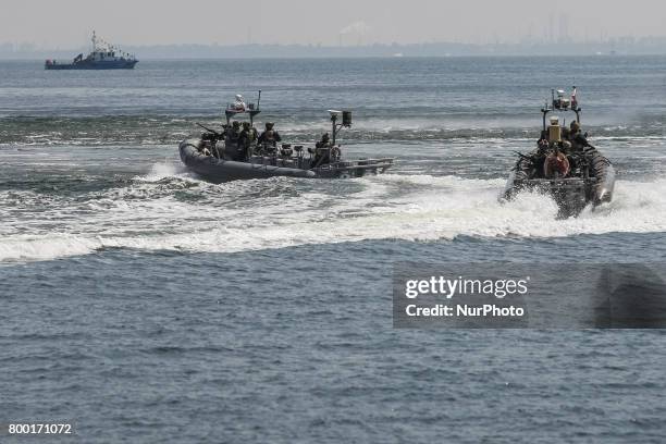 Formoza soldiers during the Korsarz-17 anti-terror exercise are seen in Gdynia, Poland on 23 June 2017 Polish special forces unit Formoza trains the...