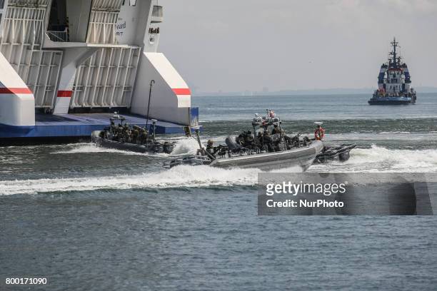 Formoza soldiers during the Korsarz-17 anti-terror exercise are seen in Gdynia, Poland on 23 June 2017 Polish special forces unit Formoza trains the...