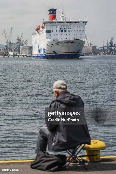 Stena Spirit ferry is seen in Gdynia, Poland on 23 June 2017 Due to the growing demand for freight transport Stena Line introduces the fourth ferry...