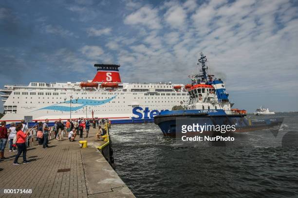 Stena Spirit ferry is seen in Gdynia, Poland on 23 June 2017 Due to the growing demand for freight transport Stena Line introduces the fourth ferry...