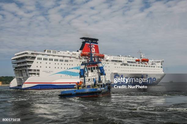 Stena Spirit ferry is seen in Gdynia, Poland on 23 June 2017 Due to the growing demand for freight transport Stena Line introduces the fourth ferry...