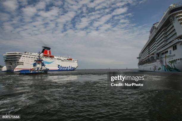 Stena Spirit ferry is seen in Gdynia, Poland on 23 June 2017 Due to the growing demand for freight transport Stena Line introduces the fourth ferry...