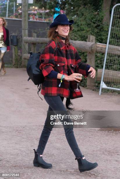 Alexa Chung attends day two of Glastonbury on June 23, 2017 in Glastonbury, England.