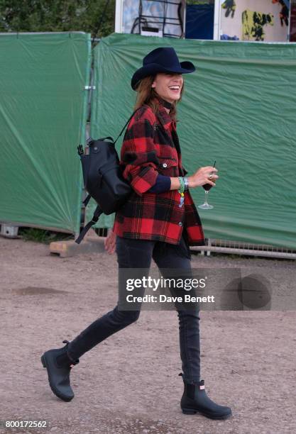 Alexa Chung attends day two of Glastonbury on June 23, 2017 in Glastonbury, England.